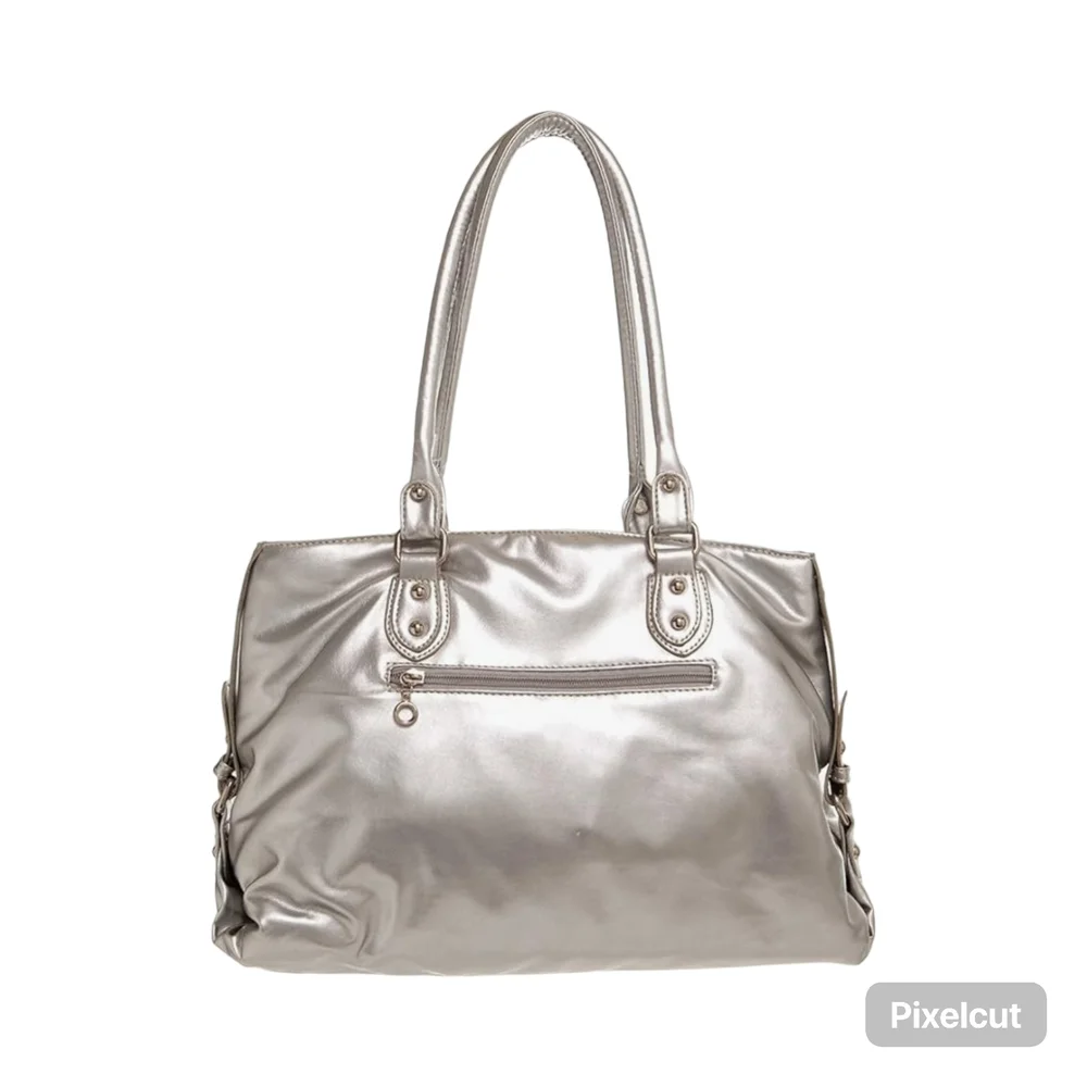 NWOT Metallic Silver Crown Shoulder Bag